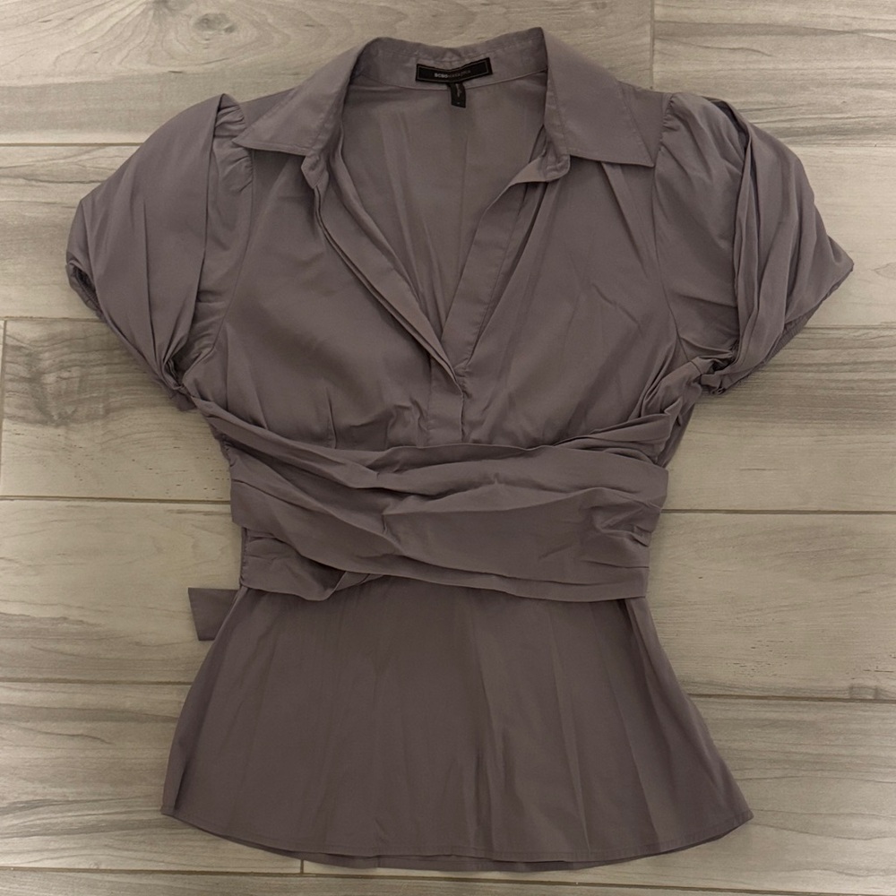 BCBGMaxAzria purple Wrap Blouse